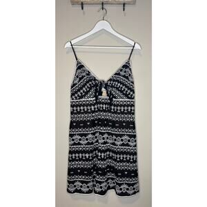 Alice + Olivia Roe Black Embroidery Tie-Front Mini Dress sz 10